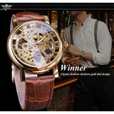 New Transparent Fashion Case Luxury Casual Design Leather Strap Top Brand Luxury Mechanical Skeleton Watch - The Jewellery Supermarket