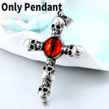 New Stainless Steel Christian Pendant Necklace Retro Red Devil Eye Pendant - Punk Style Cross Skull Pendants  - The Jewellery Supermarket