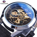 New Top Brand Blue Light Glass Casual Leather Military Automatic Mechanical Wrist Skeleton Luminous Watch  - The Jewellery Supermarket