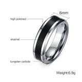 New Arrival Thin Black Line 6MM Wide Men's Tungsten Wedding Ring - Popular Coice - The Jewellery Supermarket