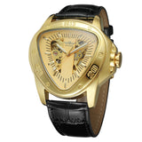New Top Brand Classic Golden Tone and Black Fashion Creative Triangle Surface Three-Pointer Wristwatches for Men