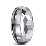 New Silver Colour Polished 3D Geometry Triangle Cool 6mm Tungsten Carbide Steel Rings - Engagement Men's Jewellery - The Jewellery Supermarket