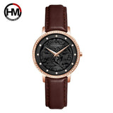 Top Luxury Brand Elegant White Flower 3D Engraving Dial Face Rhinestones Fashion Waterproof Ladies Watches