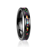 New Arrival 4MM Wide Inlaid Opal Black Tungsten Carbide Men's Women's Wedding Rings. Popular Choice - The Jewellery Supermarket