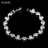 Luxury Crystal Silver Plated Rhinestone Charm Bracelets & Bangles For Women Fashion Jewellery Gifts