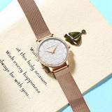 Top Luxury Brand Elegant White Flower 3D Engraving Dial Face Rhinestones Fashion Waterproof Ladies Watches
