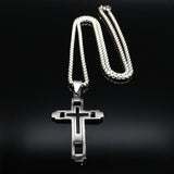 Fashion Cross Stainless Steel Statement Necklace for Men - Silver Colour Necklaces Pendants Jewellery - The Jewellery Supermarket