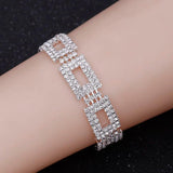 Charming  Hollow Geometric Silver Colour Rhinestone Crystal Link Bracelets &Bangles For Women - Fashion Jewellery