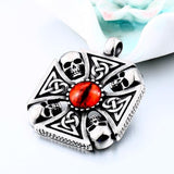 New Stainless Steel Pendant Necklace Red Devil Eye Gem Cross Necklace Pendant Vintage Skull Fashion Gift - The Jewellery Supermarket