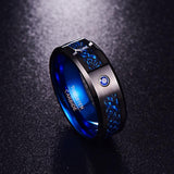 New 8mm Tungsten Celtic Dragons Red Green Blue Carbon Fiber Tungsten Ring - Comfort Fit Wedding Rings - The Jewellery Supermarket