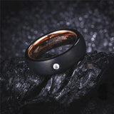 New Black with Rose Gold Color Tungsten Women's AAAAA CZ Crystals Rings - Comfort Fit Wedding Engagement Jewellery