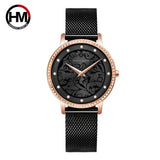 Top Luxury Brand Elegant White Flower 3D Engraving Dial Face Rhinestones Fashion Waterproof Ladies Watches
