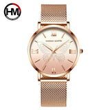 Luxury 3D Butterfly Top Brand Elegant Women Watches Quartz Movement Stainless Steel Waterproof Wristwatches
