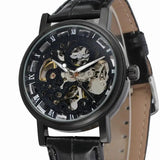 Famous Brand Transparent Luxury Gold Case Casual Design Brown Leather Strap Mechanical Skeleton Watches - The Jewellery Supermarket