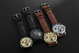 Famous Brand Transparent Luxury Gold Case Casual Design Brown Leather Strap Mechanical Skeleton Watches - The Jewellery Supermarket