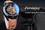 New Top Brand Blue Light Glass Casual Leather Military Automatic Mechanical Wrist Skeleton Luminous Watch  - The Jewellery Supermarket