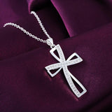 Silver Colour Christian Necklace - Fashion Cross AAA CZ crystals Religious Christmas gift Pendant Necklace - The Jewellery Supermarket