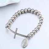 New Jesus Christ Cross Charm Beads Bracelet Bangle - Boys Mens Women Chain Stainless Steel Jewellery - Ideal Gifts - The Jewellery Supermarket