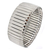 New Stainless Steel Fashion Jewellery Bangle Bracelets - Casual Women Silver Colour Wide Elastic Bracelets