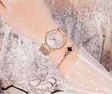 Top Luxury Brand Elegant White Flower 3D Engraving Dial Face Rhinestones Fashion Waterproof Ladies Watches