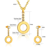 New Hollow Out Round Pendant Necklace Steel/Gold Colour Dangle Earrings Stainless Steel Jewellery Sets - The Jewellery Supermarket