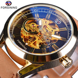 New Top Brand Blue Light Glass Casual Leather Military Automatic Mechanical Wrist Skeleton Luminous Watch  - The Jewellery Supermarket