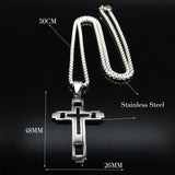 Fashion Cross Stainless Steel Statement Necklace for Men - Silver Colour Necklaces Pendants Jewellery - The Jewellery Supermarket