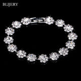 Luxury Crystal Silver Plated Rhinestone Charm Bracelets & Bangles For Women Fashion Jewellery Gifts