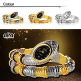New Arrival Unique Fashion Snake Shaped Silver Gold Bracelet Crystal Luxury  Ladies Luxury Wristwatches, Ideal Gifts