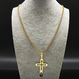 Popular Cross Stainless Steel Choker Necklace - Gold Colour Men's Chain Necklace Christian Jewellery - The Jewellery Supermarket