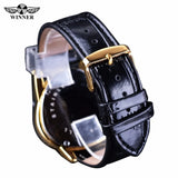Top Brand Luxury Steampunk Fashion Triangle Golden Skeleton Movement Mysterious Automatic Mechanical Wrist Watches