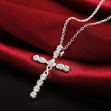 Silver Colour Christian Necklace - Fashion Cross AAA CZ crystals Religious Christmas gift Pendant Necklace - The Jewellery Supermarket