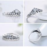 New Vintage Style 100% 925 Sterling Silver Crown Rings - Sparkling Fashion Classic Stackable Ring For Women - The Jewellery Supermarket