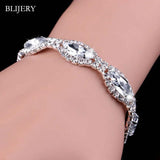 Luxury Crystal Silver Plated Rhinestone Charm Bracelets & Bangles For Women Fashion Jewellery Gifts