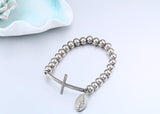 New Jesus Christ Cross Charm Beads Bracelet Bangle - Boys Mens Women Chain Stainless Steel Jewellery - Ideal Gifts - The Jewellery Supermarket