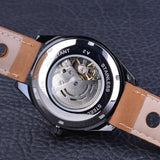 New Top Brand Blue Light Glass Casual Leather Military Automatic Mechanical Wrist Skeleton Luminous Watch  - The Jewellery Supermarket