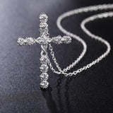 Silver Colour Christian Necklace - Fashion Cross AAA CZ crystals Religious Christmas gift Pendant Necklace - The Jewellery Supermarket