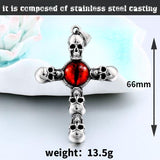 New Stainless Steel Christian Pendant Necklace Retro Red Devil Eye Pendant - Punk Style Cross Skull Pendants  - The Jewellery Supermarket