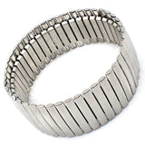 New Stainless Steel Fashion Jewellery Bangle Bracelets - Casual Women Silver Colour Wide Elastic Bracelets - The Jewellery Supermarket