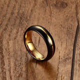 New Fashion 6MM Black and Gold-Color Tungsten Carbide Wedding Ring for Men and Women - Wedding Jewellery