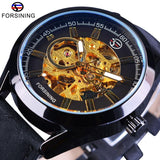 New Top Brand Blue Light Glass Casual Leather Military Automatic Mechanical Wrist Skeleton Luminous Watch  - The Jewellery Supermarket