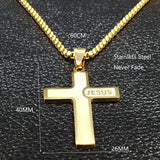 Popular Stainless Steel Long JESUS CROSS Necklaces - Gold Colour Chain Christian Necklaces Jewellery - The Jewellery Supermarket