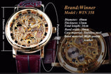 Famous Brand Transparent Luxury Gold Case Casual Design Brown Leather Strap Mechanical Skeleton Watches - The Jewellery Supermarket