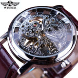 New Transparent Fashion Case Luxury Casual Design Leather Strap Top Brand Luxury Mechanical Skeleton Watch - The Jewellery Supermarket