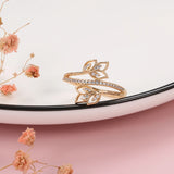 14K Rolled Gold Elegant Flower Double AAA Zircon Diamonds Women's Fashion Rings
