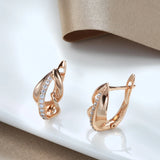 14K Rolled Gold Vintage Elegant Fashion AAA Zircon Diamonds Hollow & Glossy Clip Earrings