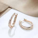 14K Gold Filled AAA Zircon Diamonds Women Clip Elegant Curve Bling Hoop Earrings