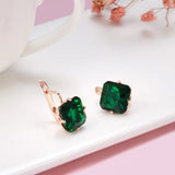 14K Filled Gold Square Large AAA Green White Blue Zircon Earrings Fashion Earrings