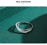 Geometric Line Top Quality Sterling Silver Clear AAAA Lab Created Diamond Ring