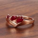 Luxury Red AAA Zircon Crystals 14K Gold Filled Ring Ethnic Vintage Jewellery